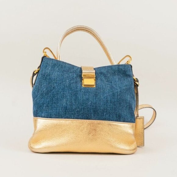 Miu Miu Denim and Leather Convertible Hobo Bag - Picture 1 of 11